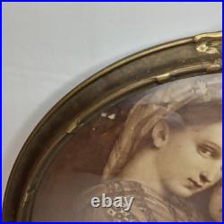 Antique Madonna Della Seggiola Raphael Round Framed Religious Art Print