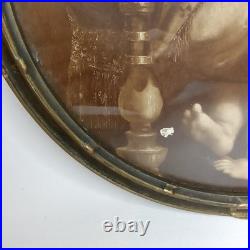 Antique Madonna Della Seggiola Raphael Round Framed Religious Art Print