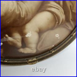 Antique Madonna Della Seggiola Raphael Round Framed Religious Art Print