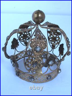 Antique Madonna French Crown with Clear Faceted Jewels 19th c