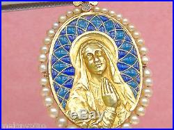 Antique Madonna Praying Virgin Mary 18k Religious Pendant 1920 French Sellier