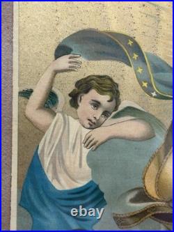 Antique Madonna of Carmen Religious Lithograph No. 118 Framed 16x11 20thC