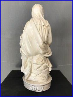 Antique Mary And Jesus Statue Plaster Sacred Heart Religious