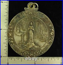 Antique Mary Medal Pendant Lourdes Slider Catholic Sliding Compact Mirror Antique Mary Medal Pendant Lourdes Slider Catholic Sliding Compact Mirror