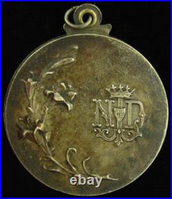 Antique Mary Medal Pendant Lourdes Slider Catholic Sliding Compact Mirror Antique Mary Medal Pendant Lourdes Slider Catholic Sliding Compact Mirror