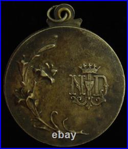 Antique Mary Medal Pendant Lourdes Slider Catholic Sliding Compact Mirror Antique Mary Medal Pendant Lourdes Slider Catholic Sliding Compact Mirror