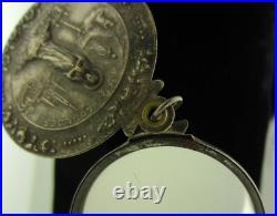 Antique Mary Medal Pendant Lourdes Slider Catholic Sliding Compact Mirror Antique Mary Medal Pendant Lourdes Slider Catholic Sliding Compact Mirror