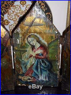 Antique Master Painting 3-panel Religious Icon