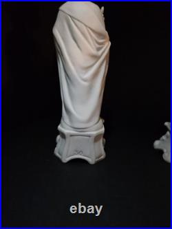 Antique Mauger et Fils French Bisque Porcelain Statues Mary Joseph Pair IHS AM
