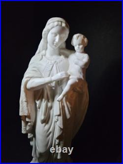 Antique Mauger et Fils French Bisque Porcelain Statues Mary Joseph Pair IHS AM