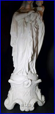Antique Mauger et Fils French Bisque Porcelain Statues Mary Joseph Pair IHS AM
