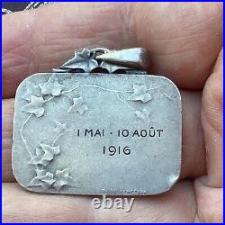 Antique Medal Silver Pendant c. 1905 Mother and Child Yencesse. Religious