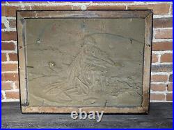 Antique Metal Bas Relief Jesus Praying Framed Agony In Garden Gethsemane 27 X 21
