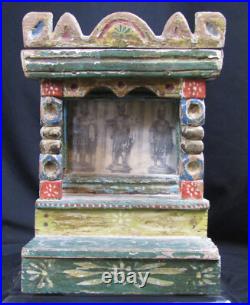 Antique Mexican Wood Nicho/shrine With 3 Wise Men Religious Artifact Antique Mexican Wood Nicho/shrine With 3 Wise Men Religious Artifact