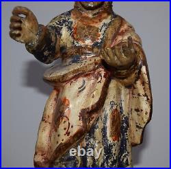 Antique Mexico Religious Wood Carved Statue Santos Sculpture Carving Holy Man