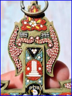 Antique Micro Mosaic Crucifix Italian Style Catholic Wall Cross 6.1 Religious
