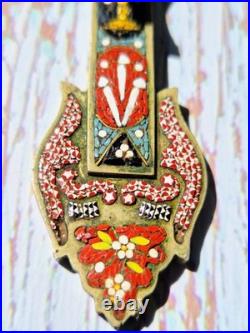 Antique Micro Mosaic Crucifix Italian Style Catholic Wall Cross 6.1 Religious