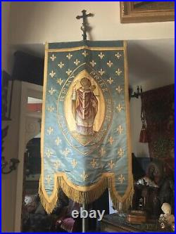 Antique Mid 1800s SAINT REMY France Belgium Religious Banner, DIOCESE DE NAMUR