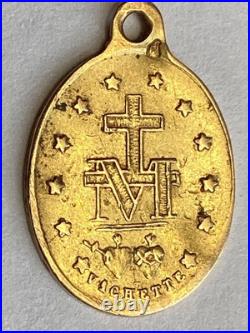Antique Miraculous Medal 18k Gold Vachette (Pre 1840) 1.2 Grams Religious Antique Miraculous Medal 18k Gold Vachette (Pre 1840) 1.2 Grams Religious