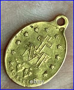 Antique Miraculous Medal 18k Gold Vachette (Pre 1840) 1.2 Grams Religious Antique Miraculous Medal 18k Gold Vachette (Pre 1840) 1.2 Grams Religious