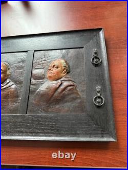 Antique Monk Framed Picture Religious Paper Mache Christian Folk Art