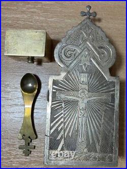 Antique Monstrance Silver 84 Jesus Catholic Christian Cross Religious Old 19th