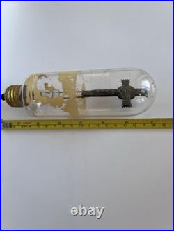 Antique Neon Crucifix Bulb Glowing Red Cross Light Working Religious Lamp Antique Neon Crucifix Bulb Glowing Red Cross Light Working Religious Lamp