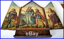 Antique Netherlandish 16th century Old Master Religious triptych painting 1600