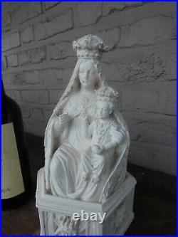 Antique Notre dame De la TREILLE Madonna child statue rare 1874 marked religious