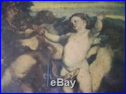 Antique Ogival Shape Religious Van Dyk Print Madonna & Child