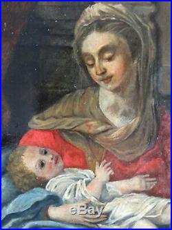 Antique Oil Copper painting 17th century Portrait Madonna and child SASSOFERRATO