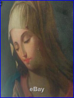 Antique Oil Painting 17th Century Religious Madonna Baroque Italian