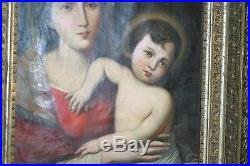 Antique Oil Painting, Madonna And Child, Original Gilded Frame, Circa 1800