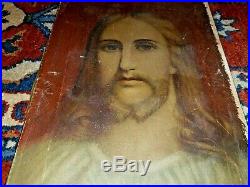 Antique Oil Painting Of Jesus Christ 19th Century Christianity Religion Nice