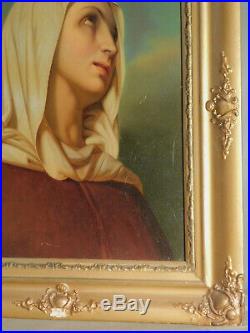 Antique Oil Painting Tin Old Master Mater Dolorosa Weeping Madonna C Landelle
