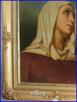 Antique Oil Painting Tin Old Master Mater Dolorosa Weeping Madonna C Landelle