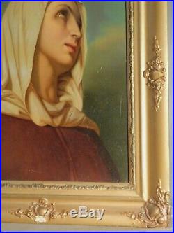 Antique Oil Painting Tin Old Master Mater Dolorosa Weeping Madonna Ch. Landelle