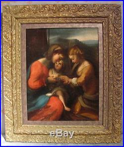 Antique Oil on Canvas Painting after Correggio 18th Century