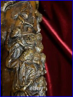 Antique Old 18-19th C Religious Large Candle Carving Jesus Crucifixes Wax Altar