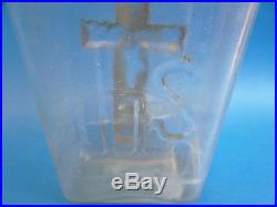 Antique Old Clear Glass Holy Water Bottle IHS Christian Religious Collectible