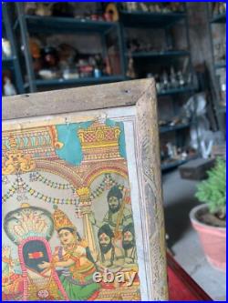 Antique Old Hindu Religious Shri'Setubandrameshwar' Lithograph Print Framed
