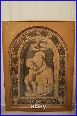 Antique Old Lithograph Photo Print Madonna Angel Cupid Victorian Art Religious