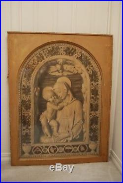 Antique Old Lithograph Photo Print Madonna Angel Cupid Victorian Art Religious