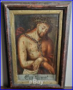 Antique Old Master Ecce Homo Jesus Christ Man Of Sorrow Oil Painting 17th 18th c
