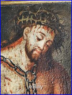 Antique Old Master Ecce Homo Jesus Christ Man Of Sorrow Oil Painting 17th 18th c