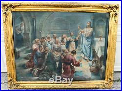 Antique Old Master Oil Painting Christ Apostle First Holy Communion Raab Chicago