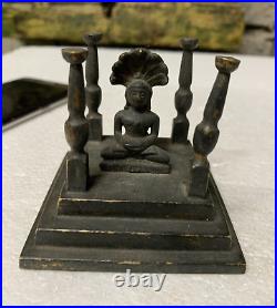 Antique Old Religious Brass Jainism Lord Mahavir Jain Shrine Miniature Figurine