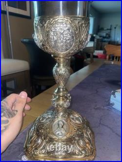 Antique Ornate Goblet with Religious Figures