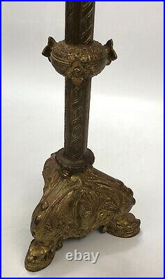 Antique Ornate Solid Brass 6-Arm Church Candelabra Candlestick Holder Jesus AA