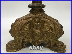 Antique Ornate Solid Brass 6-Arm Church Candelabra Candlestick Holder Jesus AA